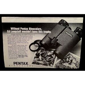 Pentax Binoculars Print Ad Vintage 1982 Hunting Ed Longstaff Buck Dear Antlers